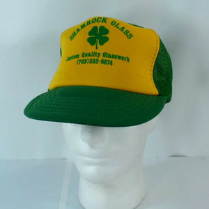 Vintage Shamrock Glass Mesh Trucker Snapback Cap Hat Civic Caps